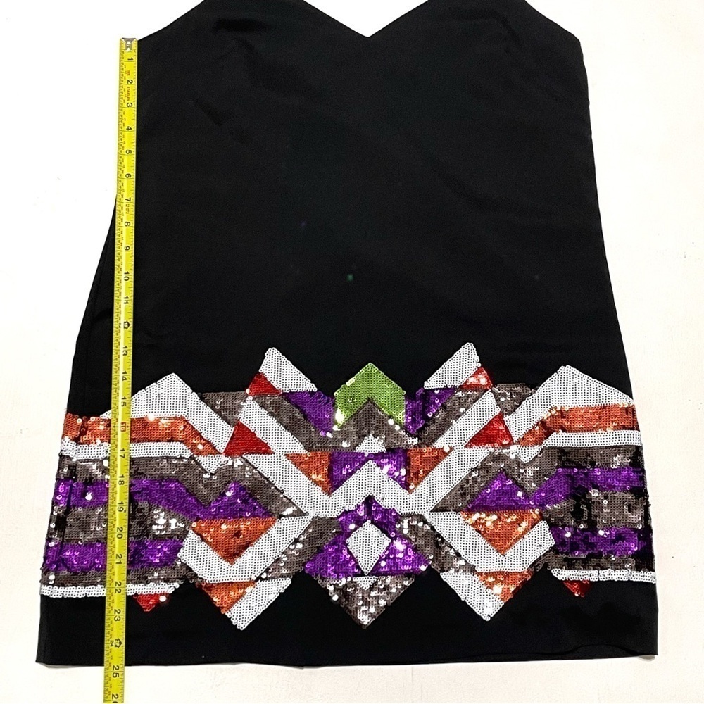 BeBe Woman Black Sequin Embellished Shift Dress Robe Tube Size L - Picture 13 of 16